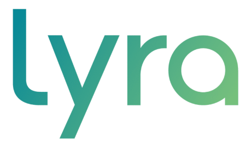 Lyra logo in teal and green gradient.