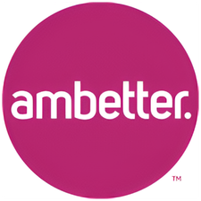 Ambetter logo, white text on a magenta circle. The word 