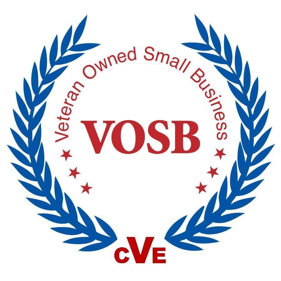 a veteran owned small business logo with a laurel wreath