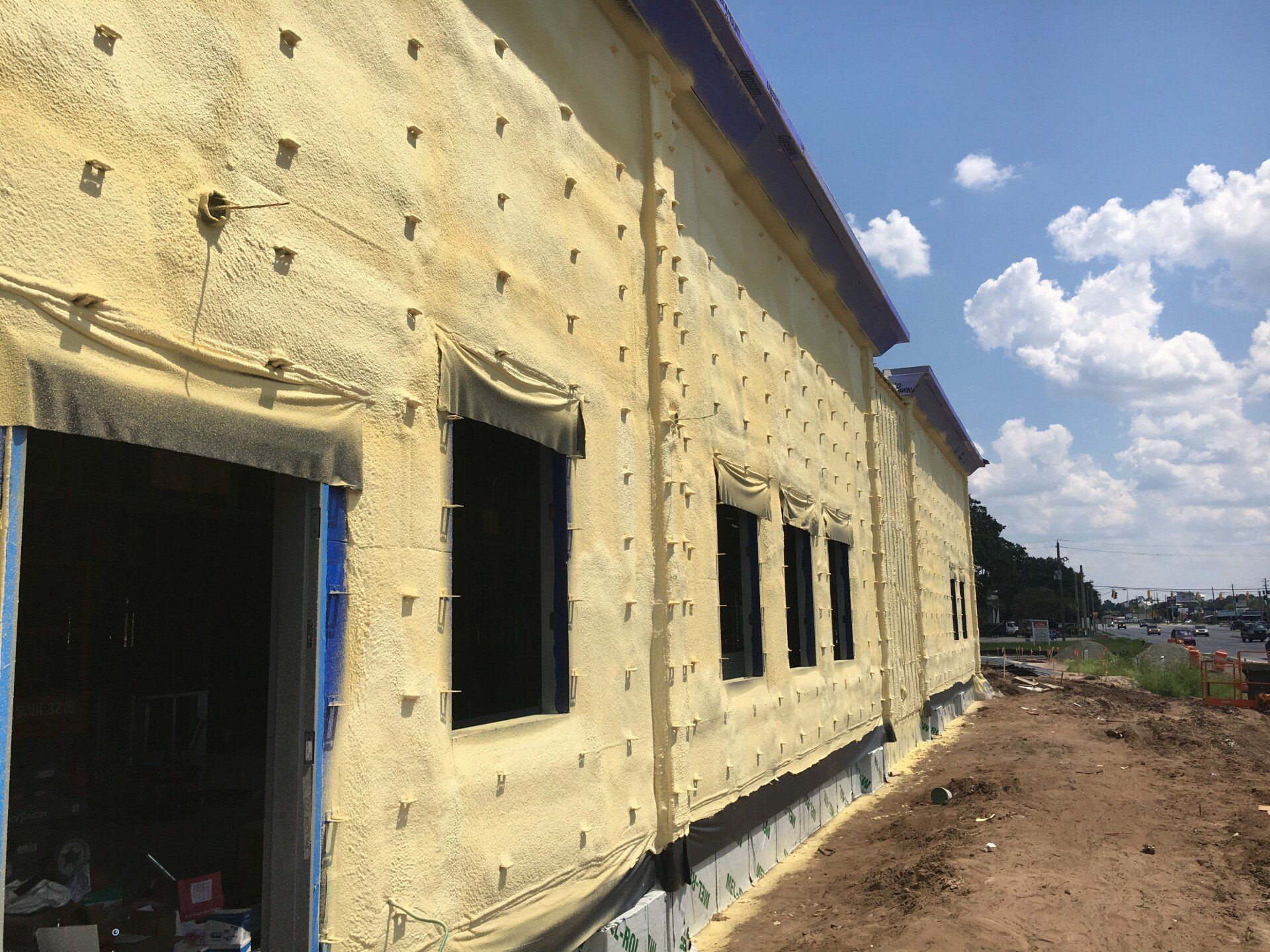 a building with a lot of spray foam on it