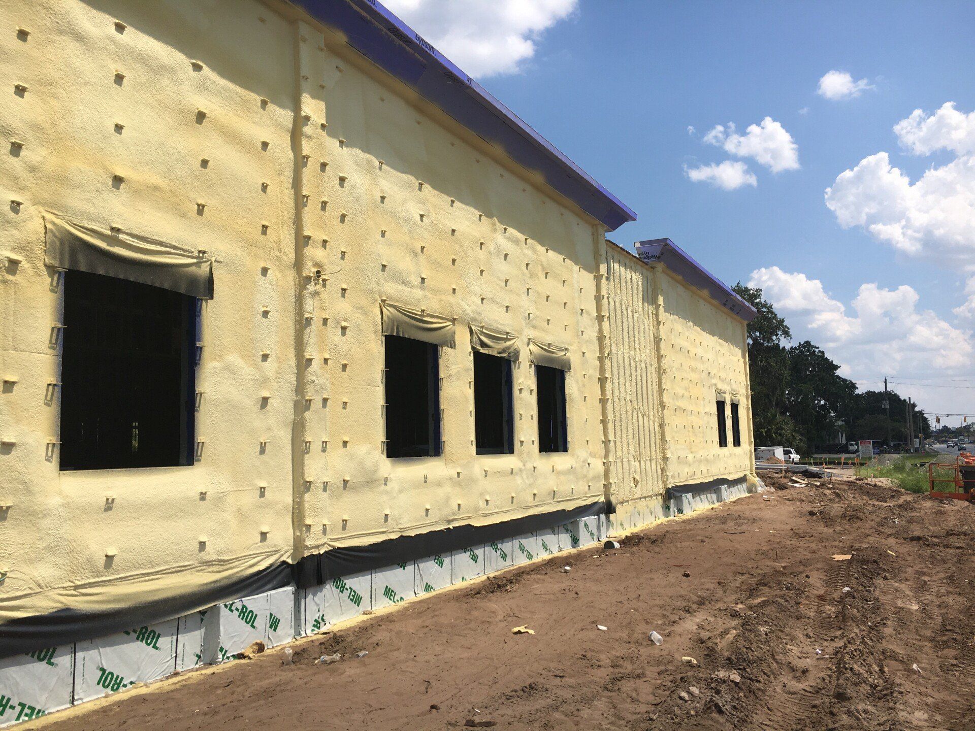 a building with spray foam on it