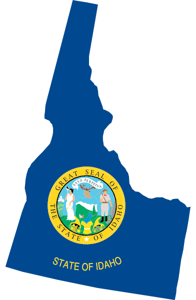 a map of the state of idaho with the seal on it