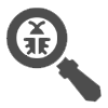 Magnifying glass over a bug icon, suggesting bug detection.