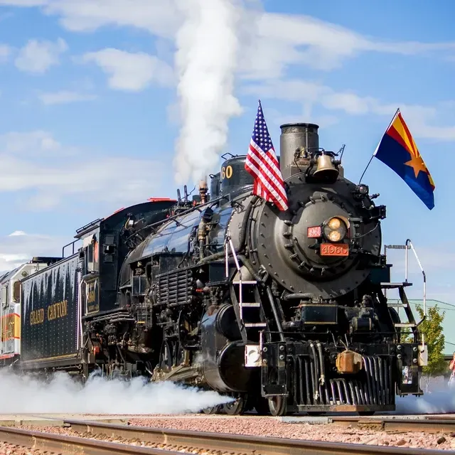 Historic train with number 10 on the front traveling near Sedona and Dreamcatcher Inn