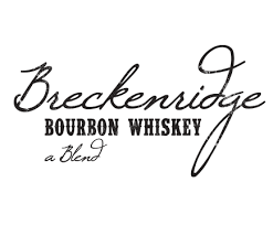 A black and white logo for breckenridge bourbon whiskey a blend.