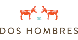 The logo for dos hombres shows two donkeys standing next to each other.