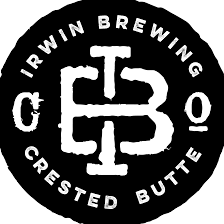 A black and white logo for irwin brewing crested butte