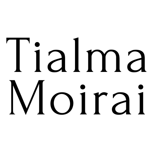 a black and white logo for a company called tialma moirai .