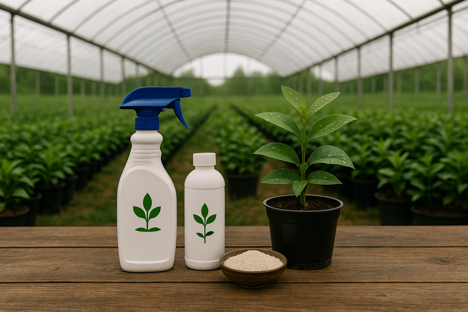 Plant nutrient and adjuvant products in greenhouse