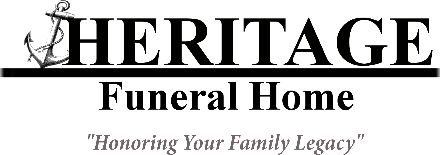 Logo with the word "HERITAGE" beneath a black line. An anchor is in a circle next to the H.