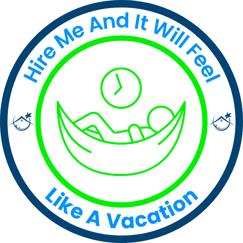 A sticker that says hire me and it will feel like a vacation