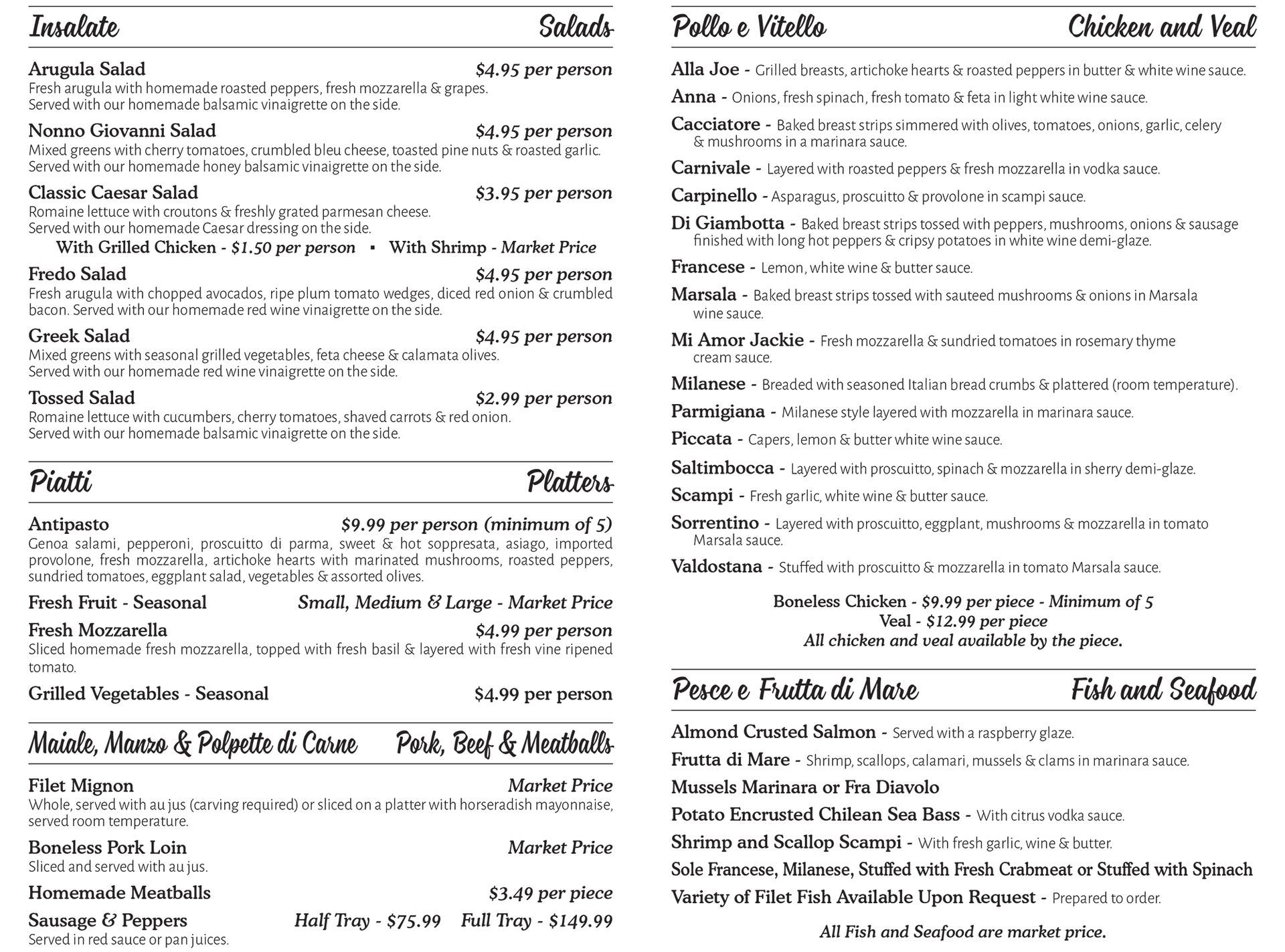 Alessio's Catering Menu 2