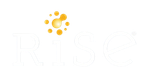 Logo with the word "RISC" in white text, with an abstract cluster of yellow circles above the "I."