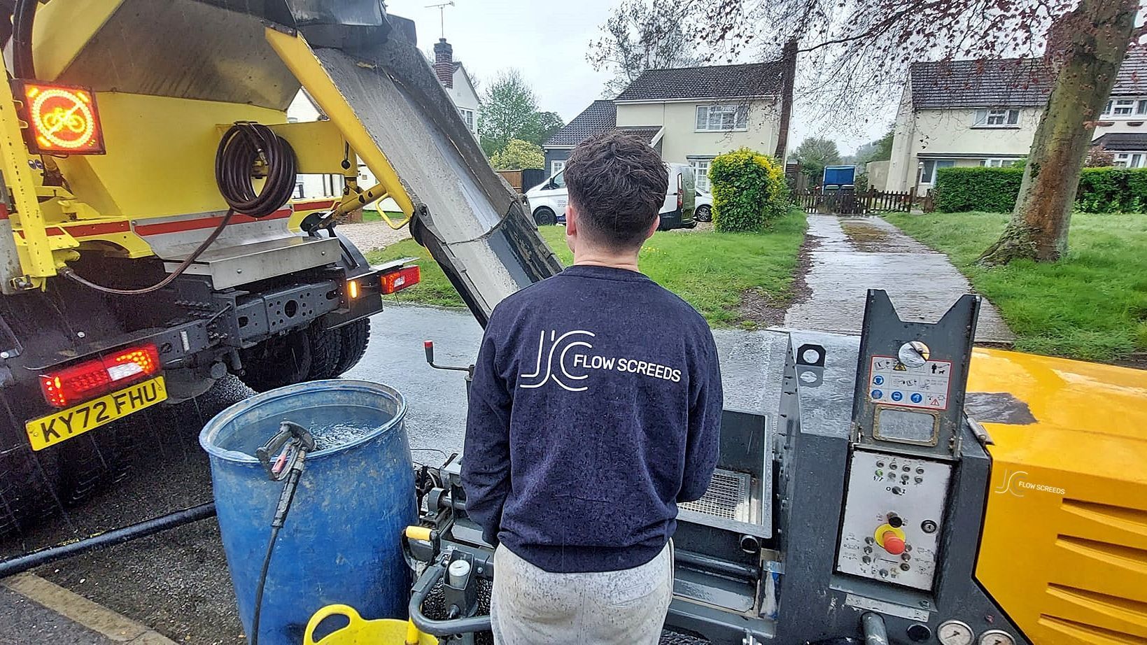Images of Liquid flow screed preparation, delivery and installation, removing liquid flow screed laitance, pump hire, by JC Flow Screeds.  Covering floors across East Anglia.