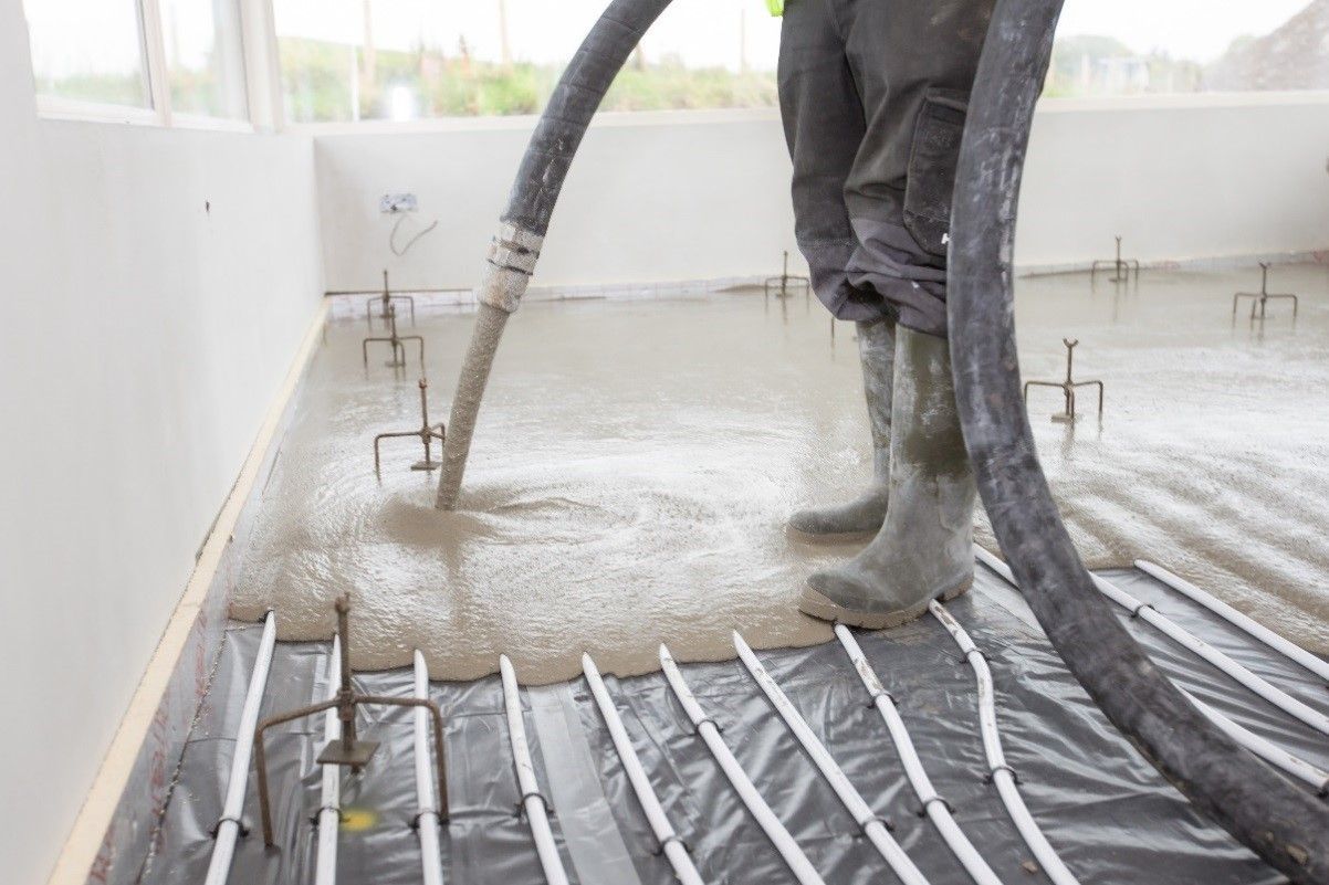 Liquid screed installation by JC Flow Screeds in Colchester Essex.