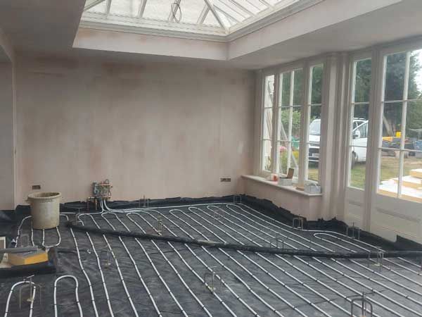 preparation of heated floor ready for high quality Liquid flow screeds delivery -  https://www.jcflowscreeds.co.uk
