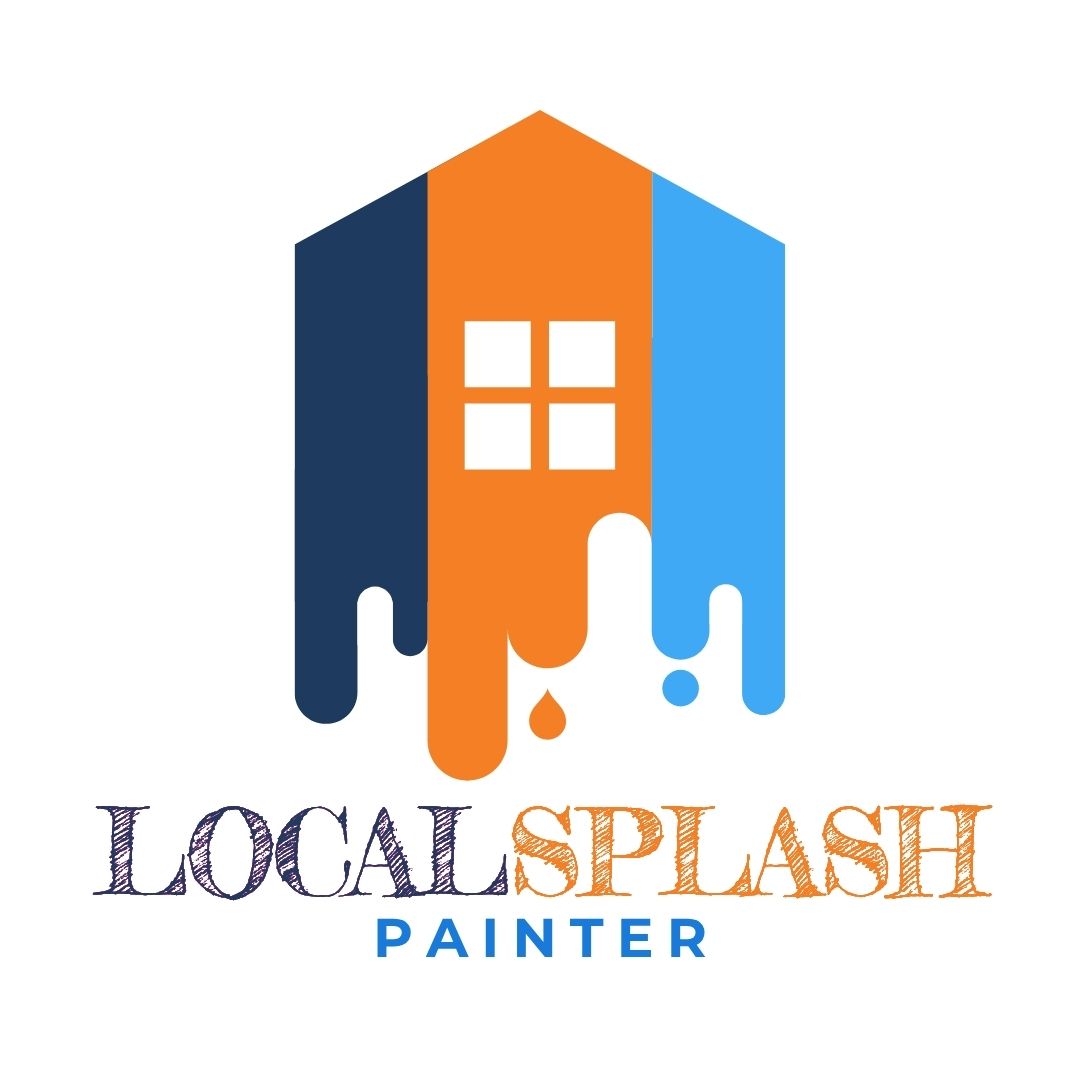 LocalSplash Painter logo with house and paint drips in blue, orange, and white