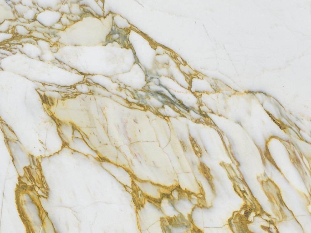 White marble with gold veining.