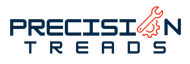 A logo for precision treads with a wrench on it