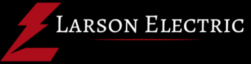 A logo for larson electric with a red lightning bolt