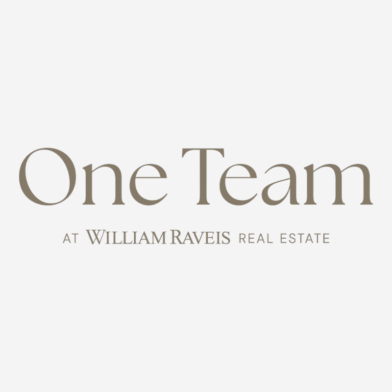 One Team logo with &ldquo;At William Raveis Real Estate&rdquo; in muted taupe on white background
