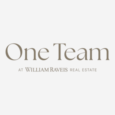 One Team logo with &ldquo;At William Raveis Real Estate&rdquo; in muted taupe on white background