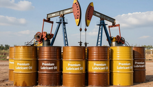 Oil Well with oils in barrels