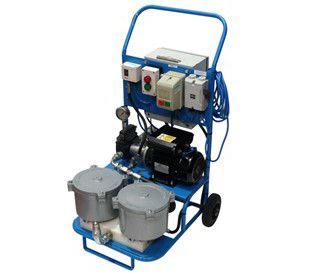 Twin unit trolley mounted oil & diesel filtration system.