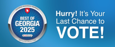 Best of Georgia 2025 promotion: Hurry! Last chance to vote! Blue and white design.