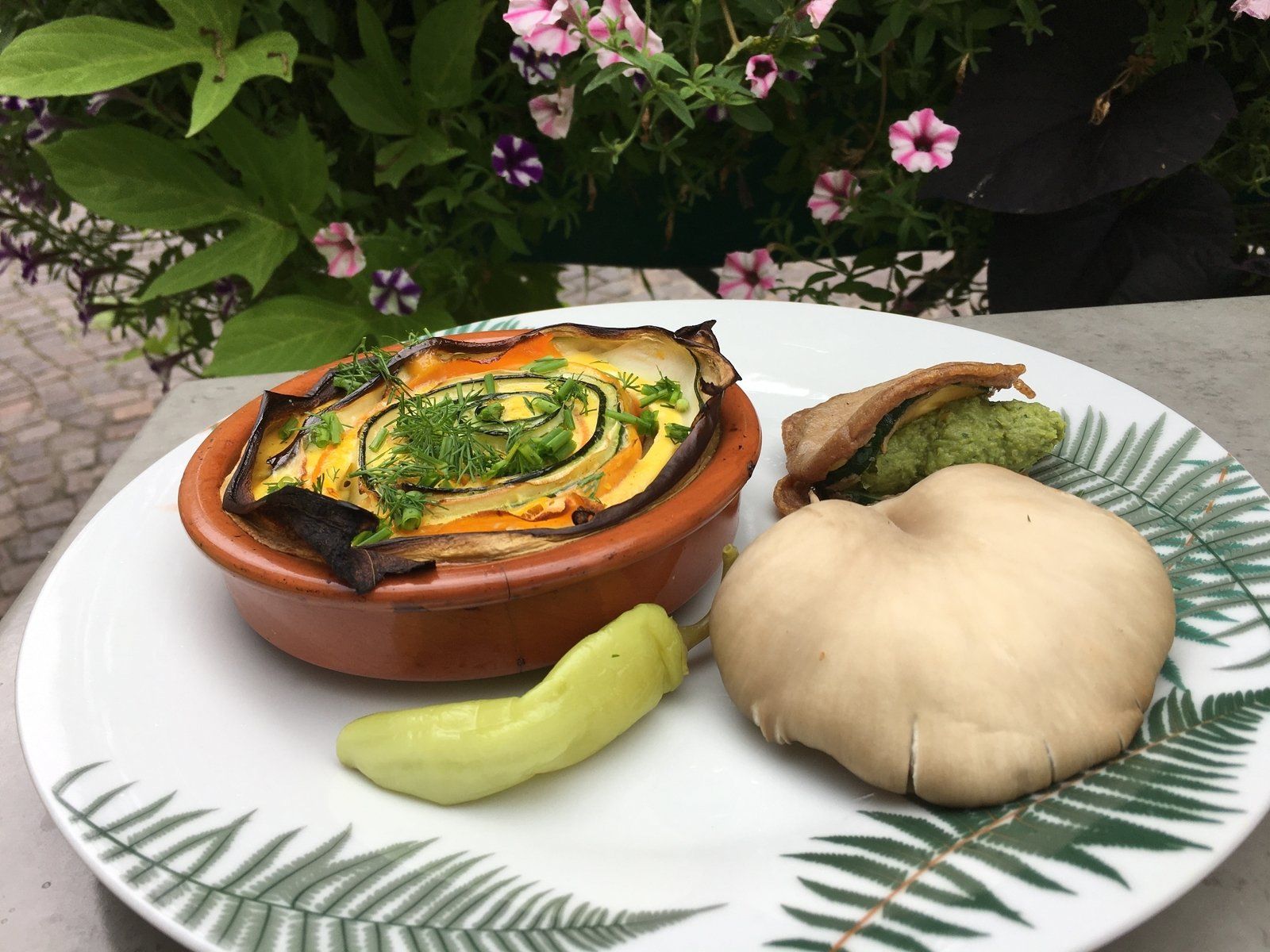 cassolette de légumes et pain arménien