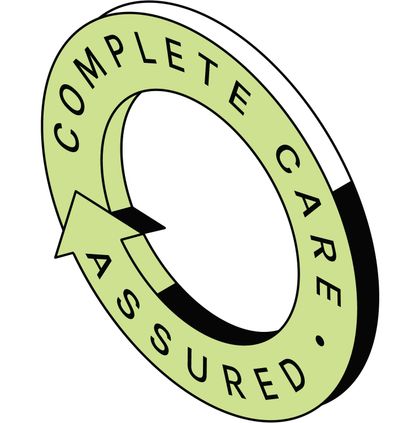A green circle with the words complete care assured on it.