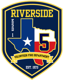 A Riverside volunteer fire department logo with a map of Texas