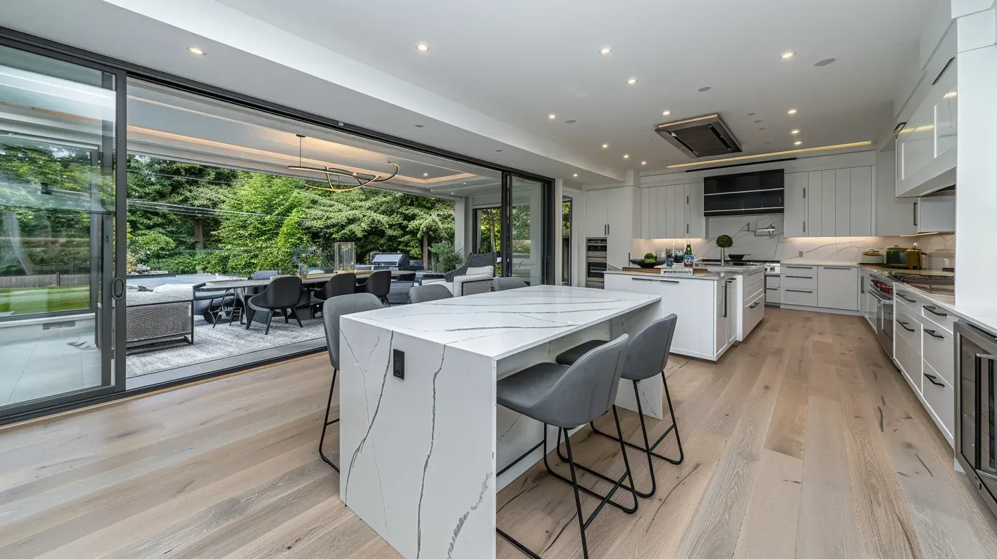 Vancouver BC kitchen renovation with open-concept layout, granite countertop upgrade, custom cabinets, and LED lighting integration.
Contemporary kitchen remodeling Vancouver showcasing marble surfaces, shaker cabinetry, tile flooring, and full-service renovation management.
Professional kitchen renovation Vancouver BC featuring quartz countertops, backsplash installation, hardwood flooring, and complete kitchen remodel execution.