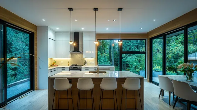 Affordable kitchen renovation Vancouver BC with laminate countertop upgrade, cabinet refacing, backsplash installation, and vinyl flooring replacement.
Premium kitchen remodeling Vancouver including stone countertops, custom pantry storage, hardwood floor refinishing, and integrated appliance installation.
Vancouver BC kitchen renovation featuring white shaker cabinets, quartz slab surfaces, tile backsplash design, and open-concept kitchen layout enhancement.
High-quality kitchen remodeling Vancouver with granite island feature, custom cabinetry, pendant lighting installation, and modern renovation execution.