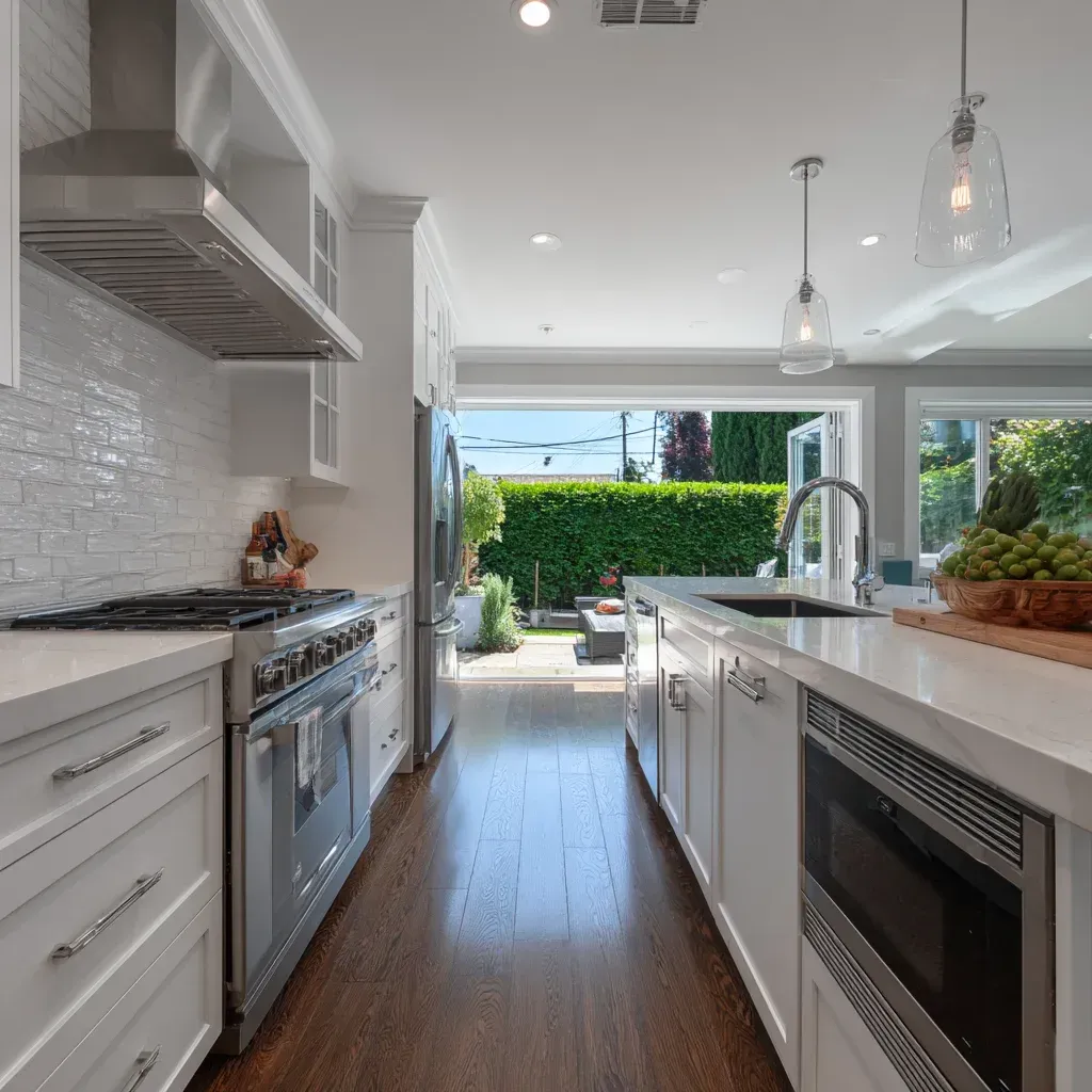 Full kitchen renovation Vancouver including layout optimization, hardwood flooring installation, cabinetry replacement, and premium finishes.
Vancouver kitchen remodeling project with contemporary cabinets, quartz slab island, LED recessed lighting, and professional execution.
Luxury Vancouver kitchen renovation showcasing marble waterfall island, open-concept layout, and custom pantry storage installation.
Modern kitchen remodel Vancouver BC with engineered hardwood floors, quartz countertops, and backsplash tile upgrade.