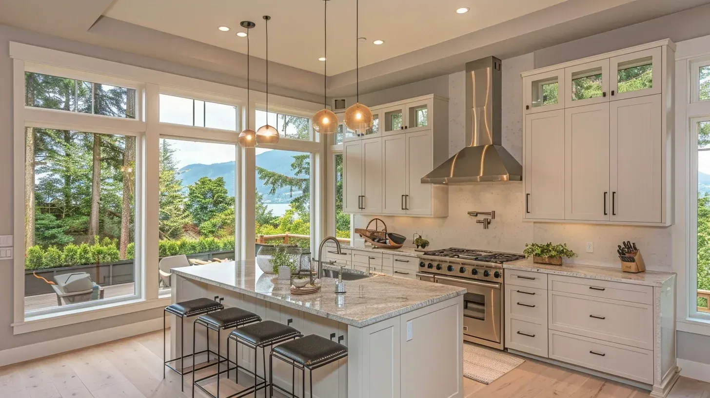 Premium Vancouver kitchen renovation including granite island extension, hardwood flooring refinishing, modern cabinet hardware, and lighting upgrades.
Contemporary kitchen remodel Vancouver BC with marble countertops, waterfall island design, and integrated appliance installation.
Vancouver BC kitchen remodeling experts completing cabinet replacement, quartz countertop installation, and open-plan kitchen transformation.
Residential Vancouver kitchen renovation featuring stone backsplash installation, hardwood flooring upgrade, and luxury cabinetry finishes.