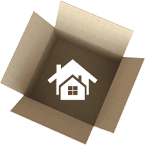 Una scatola con dentro il simbolo di una casa