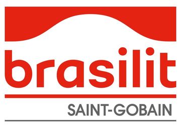 Um logotipo vermelho e branco para brasilit saint gobain