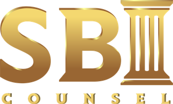 Gold logo for SBI Counsel, featuring the letters