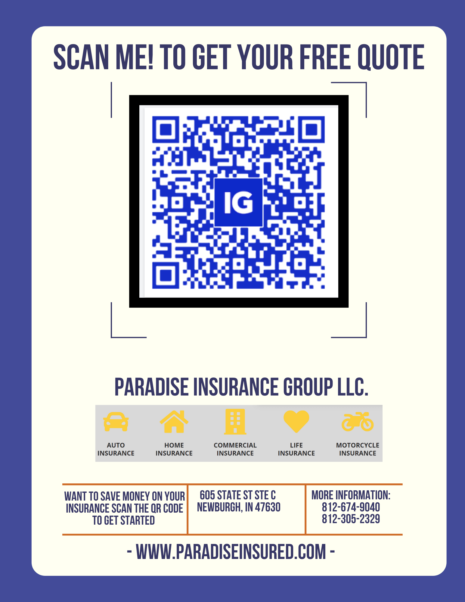 Paradise Insurance Group, LLC QR Code — Newburgh, IN — Paradise Insurance Group, LLC.