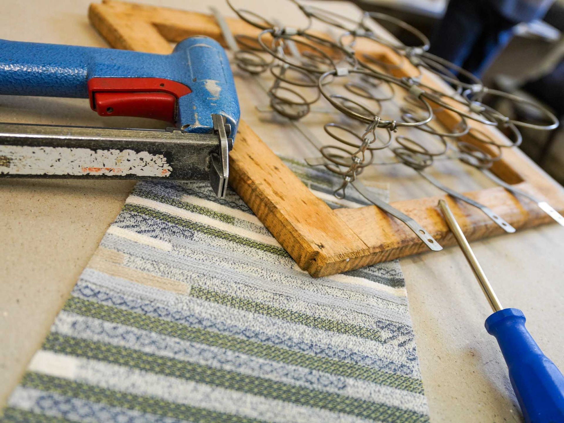 Eine Nahaufnahme vom Polsterwerkzeug