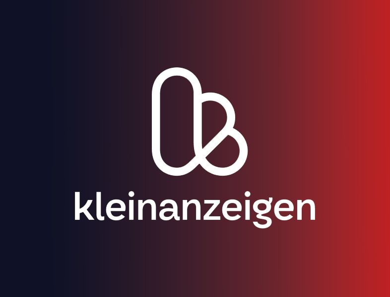 Ein Logo für Kleinanzeigen mit rotem und blauem Hintergrund