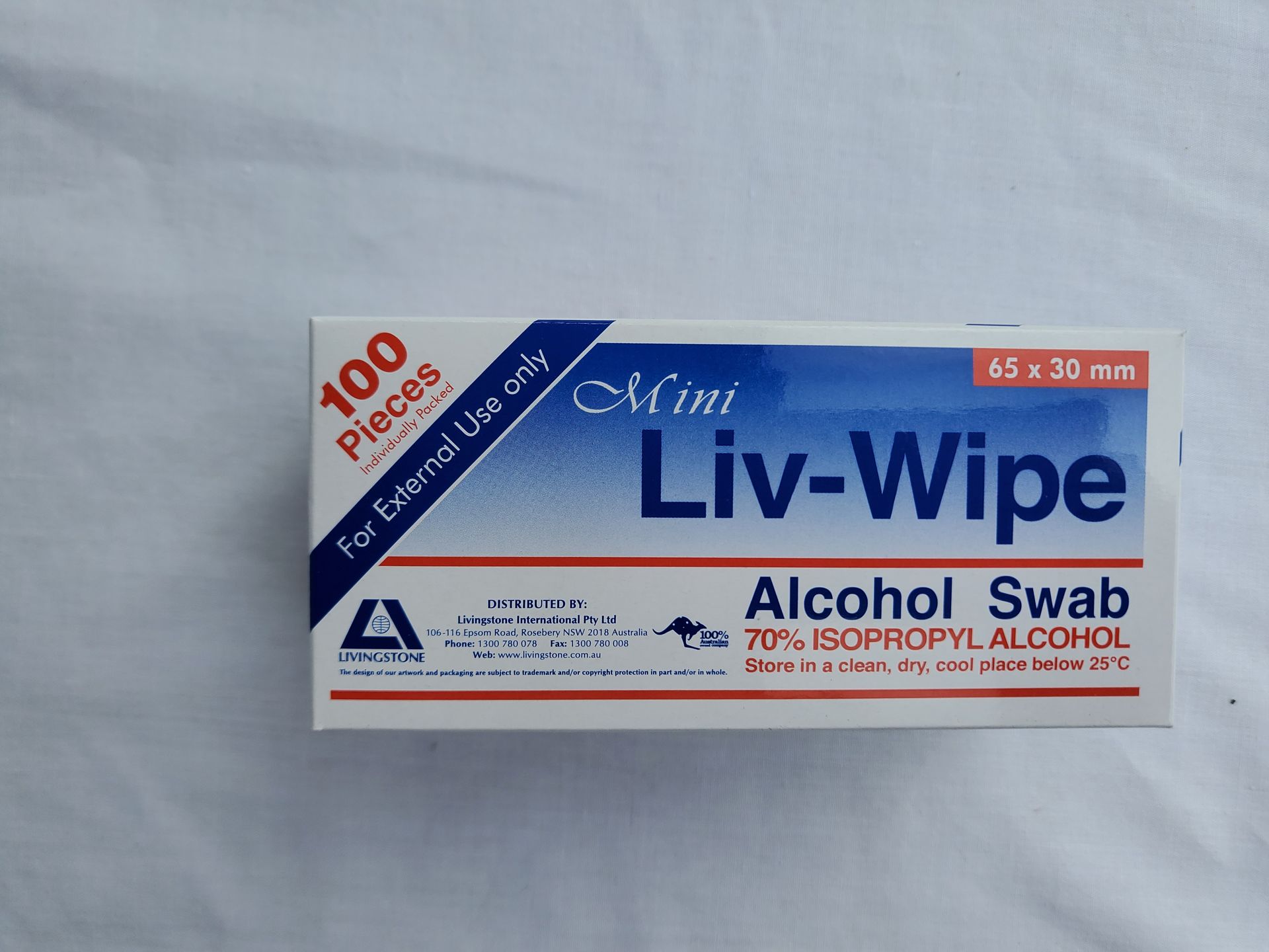 Alcohol Swabs 65mm x 30mm, 100/Pk — Tingalpa, Qld — A1 First Aid Supplies