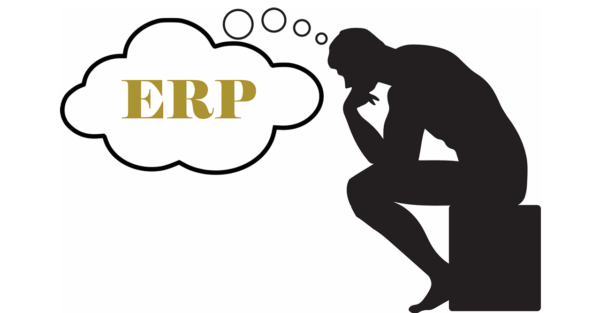 Silhouette of man thinking with ERP in his thoughts