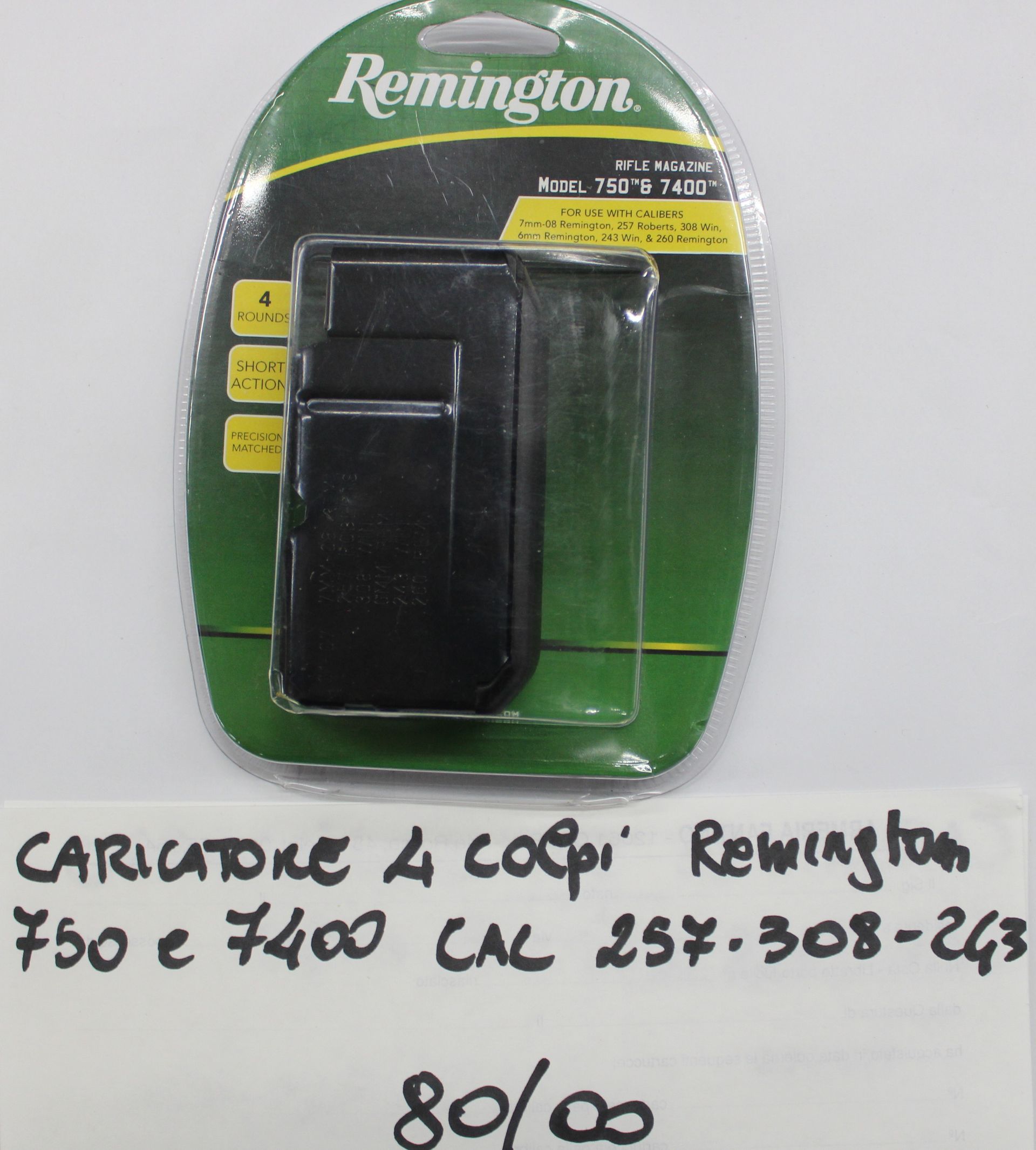 Caricatore da 4 colpi Remington modello 750 e 7400 calibro 257-308-243 e altri.
Prezzo di 80,00€
