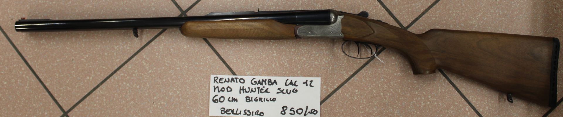Doppietta Renato Gamba mod. Hunter calibro 12 con canna Slug lunga 60 cm, bigrillo.
Prezzo di 850,00€