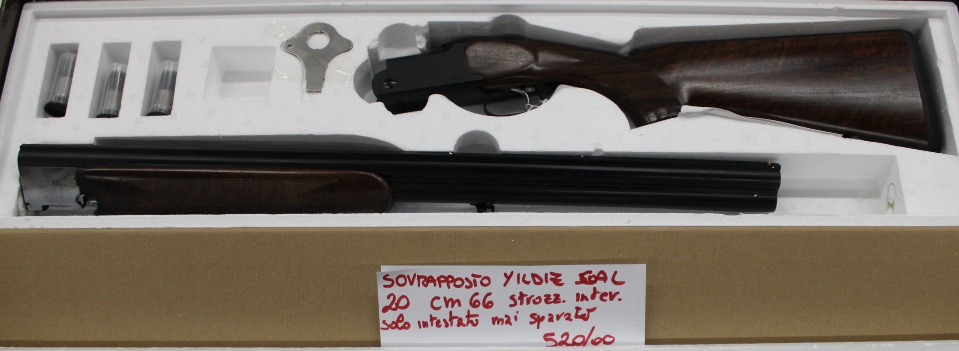 Fucile sovrapposto Yildiz calibro 20 con canne da 66 centimetri e strozzatori intercambiabili.
Solo intestato, mai sparato.
Prezzo di 520,00€