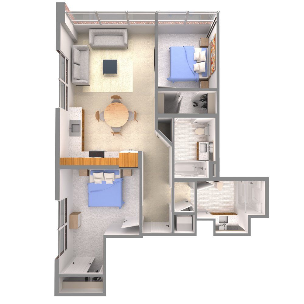 Century Flats Floor Plans Unit 101, 201, 301 click for virtual tour