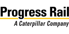 O logotipo da progress rail é uma empresa caterpillar.