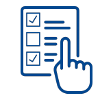 A hand is pointing at a checklist on a piece of paper.